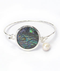 Abalone Disc Bangle Bracelet