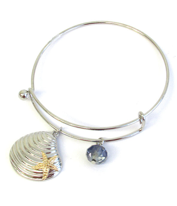 Shell Wire Bangle Bracelet