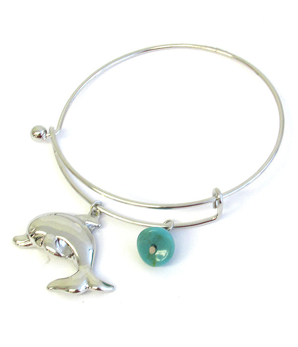 Dolphin Wire Bangle Bracelet