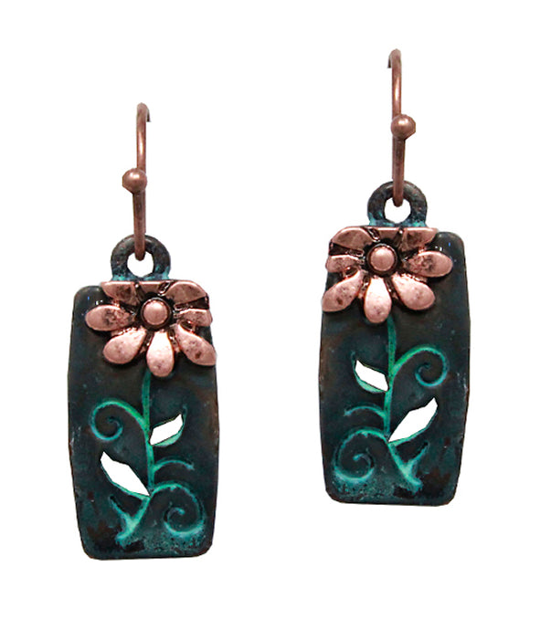 Antiqued Flower Earring