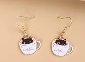 Cat in Cup Earrings