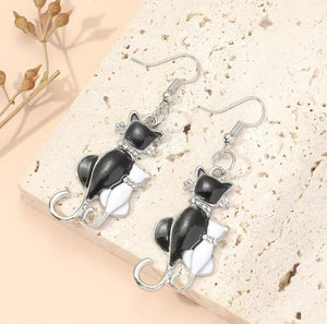 Black & White Cat Earrings