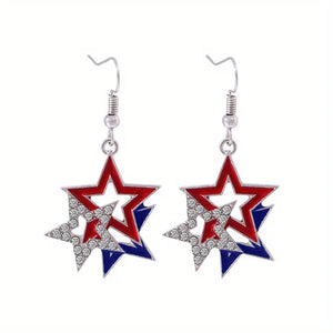 American Red, White & Blue Star Earrings