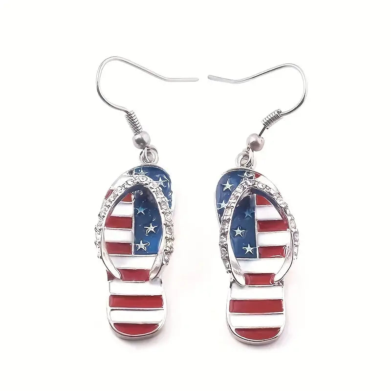 American Red, White & Blue Flip Flop Earrings