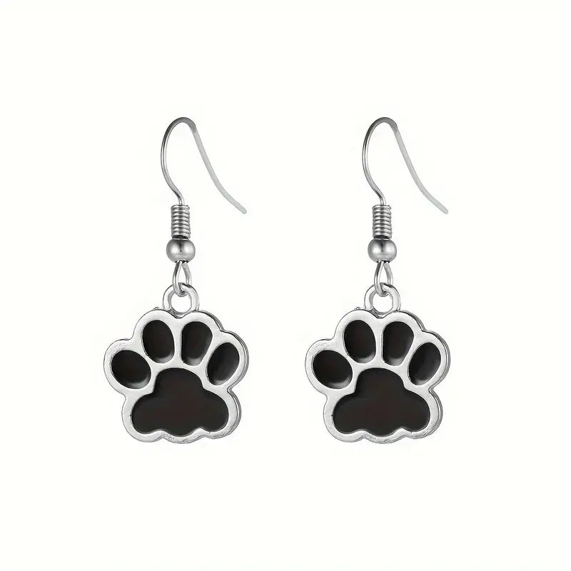 Black Paw Print Earrings