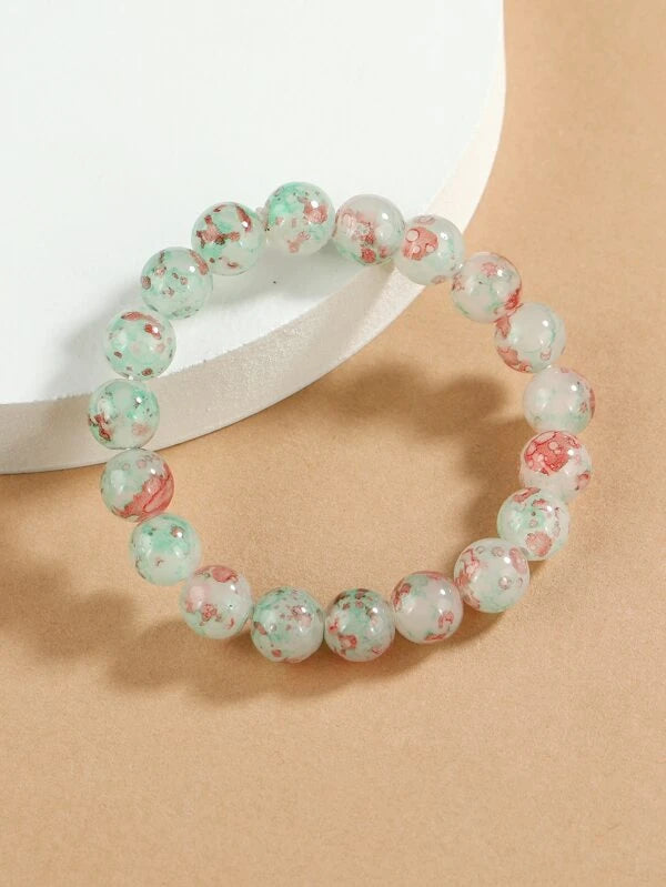 Marble Glass Bead Bracelet