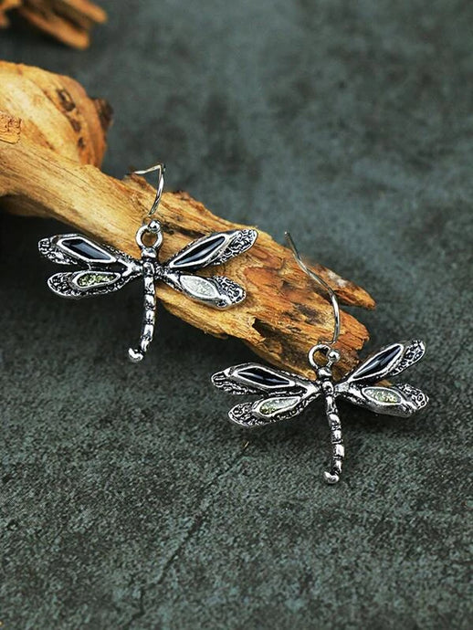 Antique Silver Dragonfly Earrings