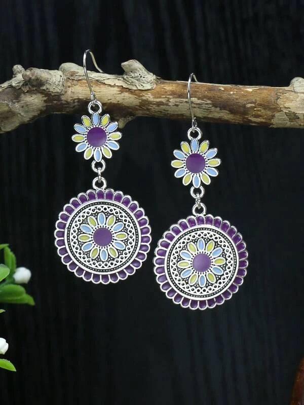 Purple Flower Earrings