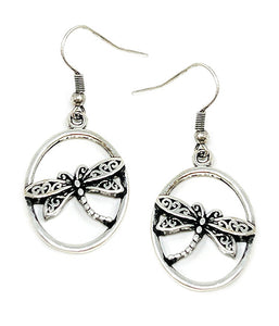 Oval Dragonfly Earrings