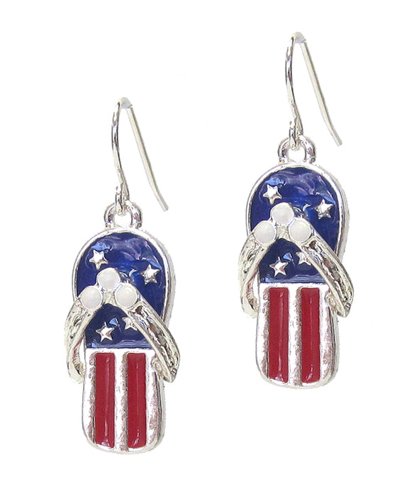 Flip Flop American Flag Earrings