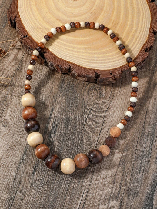 Beaded Wood Necklace