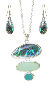Sea Glass & Abalone Jewelry Set