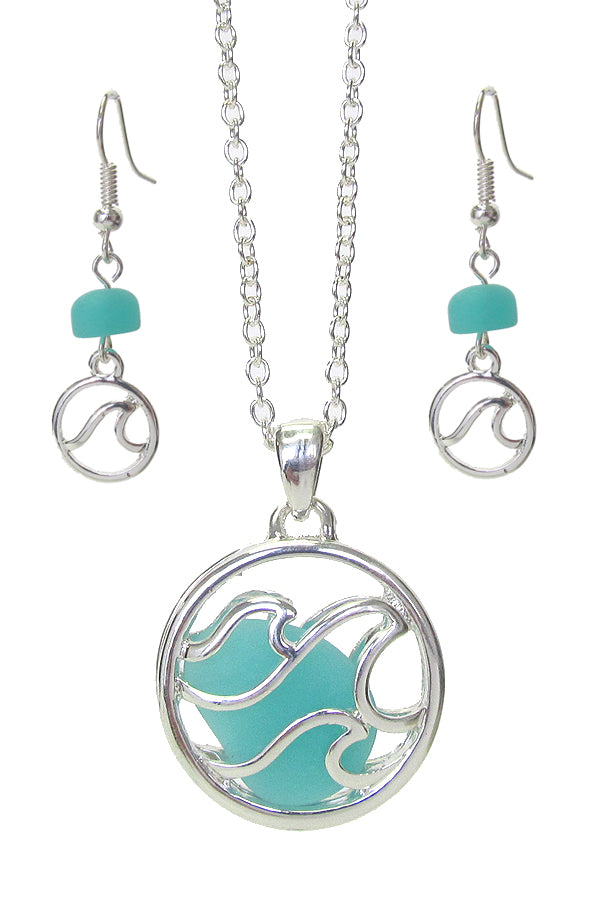 Floating Sea Glass Wave Jewelry Set