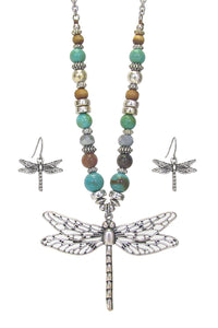 Beaded Dragonfly Jewelry Set